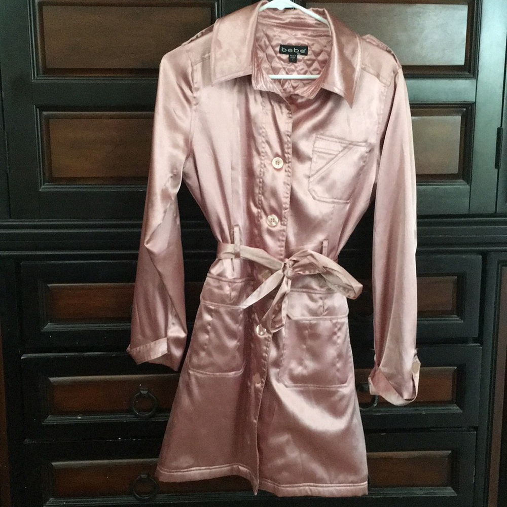 Bebe Satin pink trench/jacket